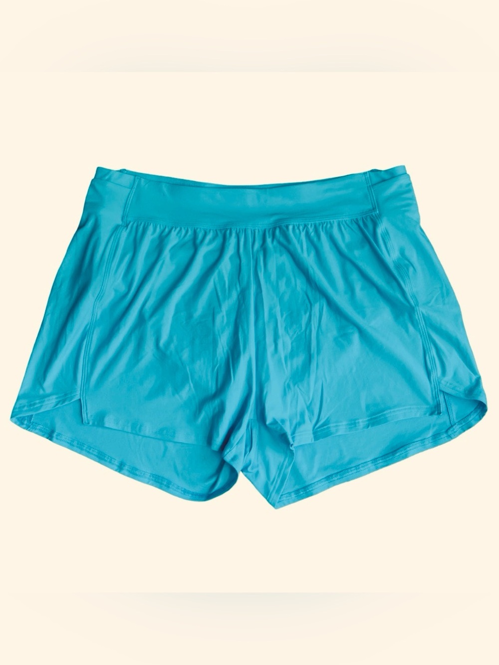 NEW NWT Lands End Aqua Teal Turquoise 3” Modest Swim Shorts SZ XL 18
